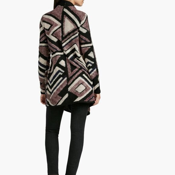 Lucky Brand Cardigan Open Front Sweater Wrap Boho Burgandy SM Last Man Standing - Picture 3 of 11